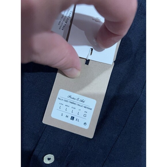 Porter & Ash Linen Shirt Mens Large Blue Casual Party Button Down Short Sleeve - Picture 3 of 7